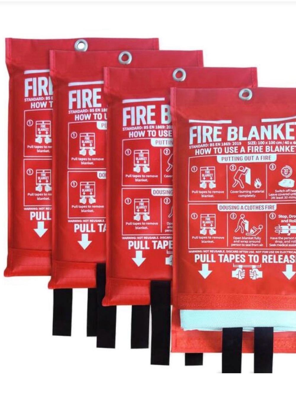 4 Fiberglass Emergency Fire Blankets with storage pouch Large 40❌40 in home